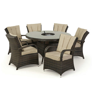 Texas 6 Seat Round Ice Bucket Dining Set with Lazy Susan | Brown  Maze   