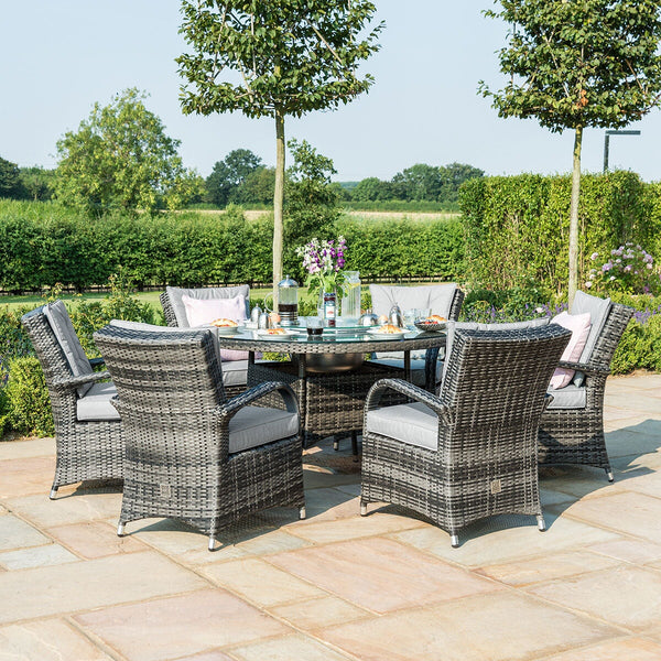 Texas 6 Seat Round Ice Bucket Dining Set with Lazy Susan | Grey  Maze   