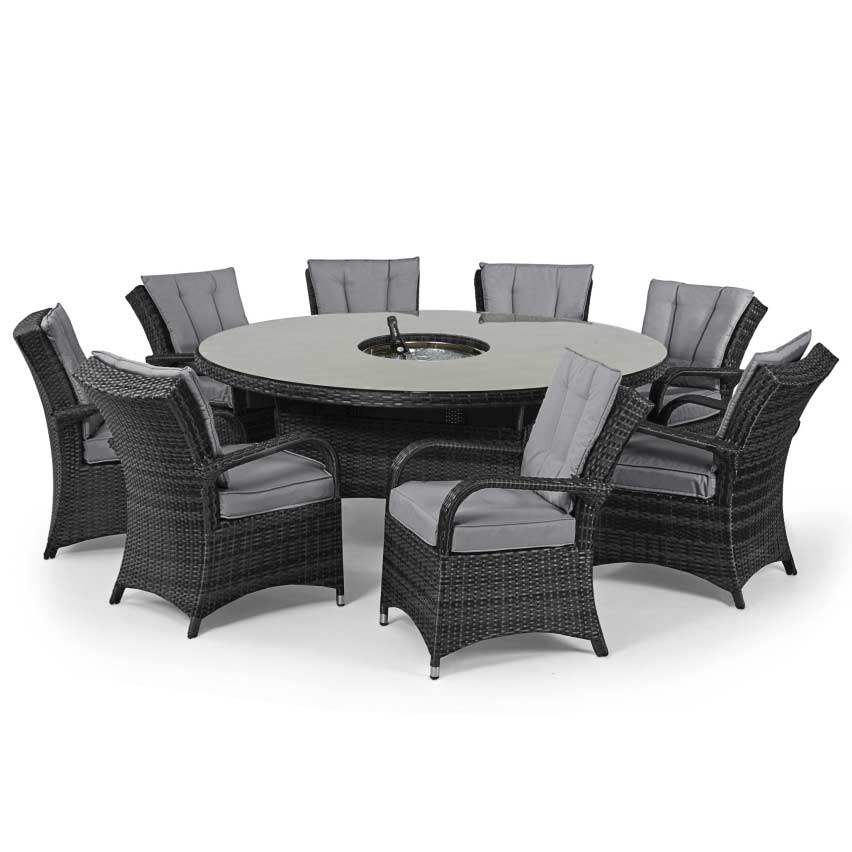 Texas 8 Seat Round Ice Bucket Dining Set with Lazy Susan | Grey
