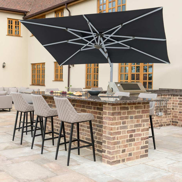 Titan Cantilever Parasol 3m x 4m Rectangular - With LED Lights & Cover | Charcoal  Maze   