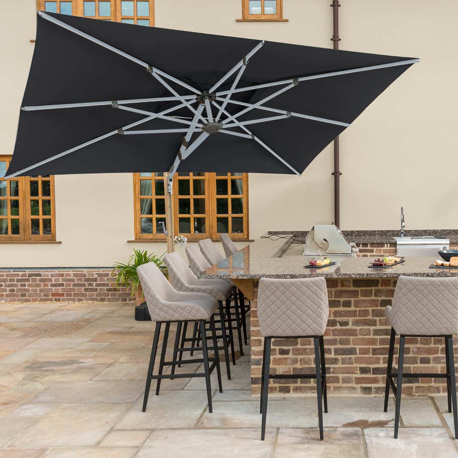 Titan Cantilever Parasol 3m x 4m Rectangular - With LED Lights & Cover | Charcoal