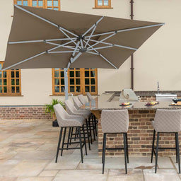 Titan Cantilever Parasol 3m x 4m Rectangular - With LED Lights & Cover | Taupe