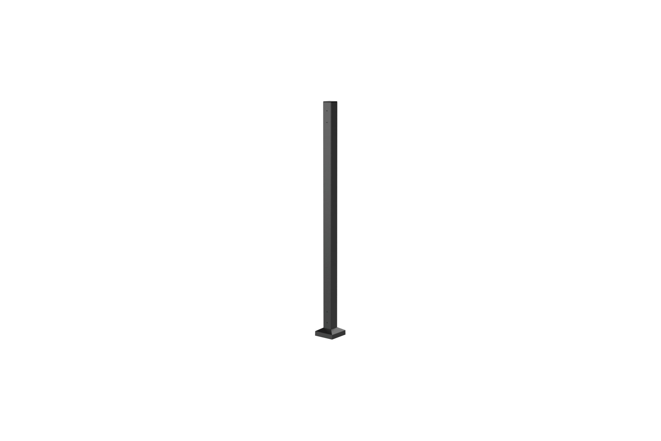 Traditional Balustrade 50mm Bolt-Down End Post with Base Cover Plate 1155mm | Black
