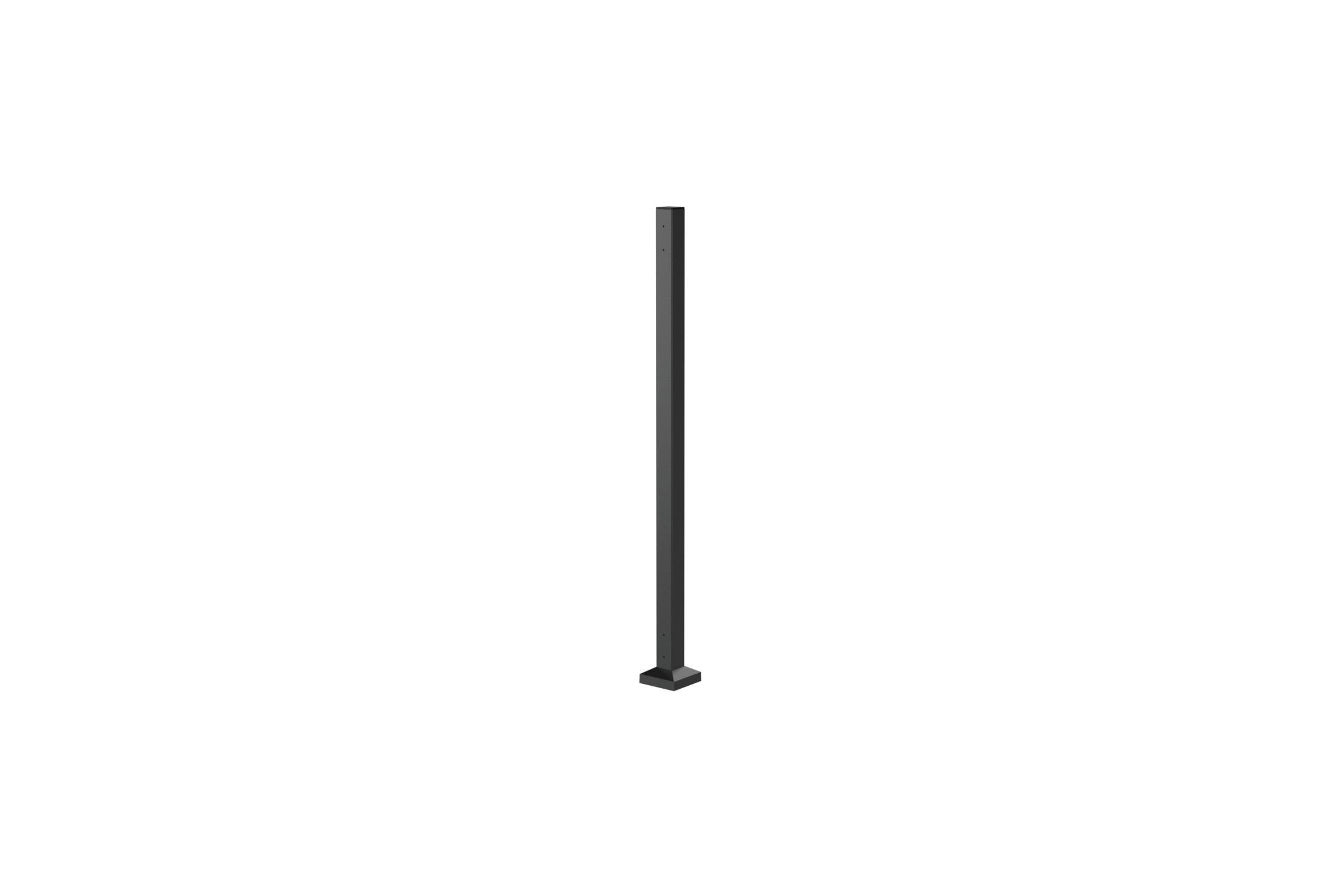 Traditional Balustrade 50mm Bolt-Down Mid Post with Base Cover Plate 1155mm | Black