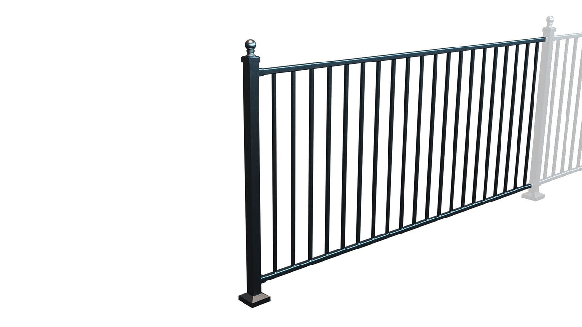 Traditional Balustrade Fixed Railing 2.4m Panel | Black