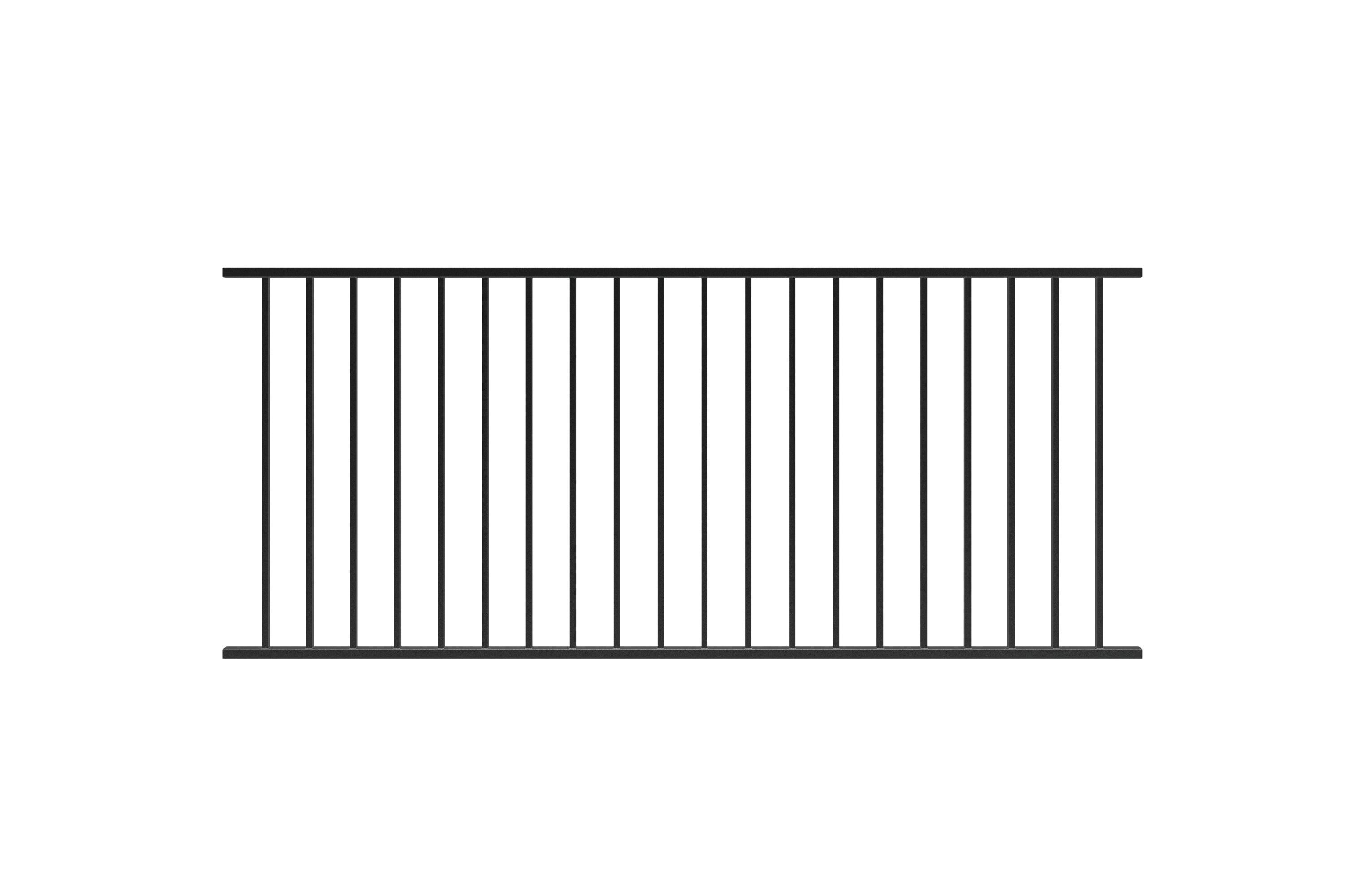 Traditional Balustrade Fixed Railing Panel 1016 x 2370mm | Black
