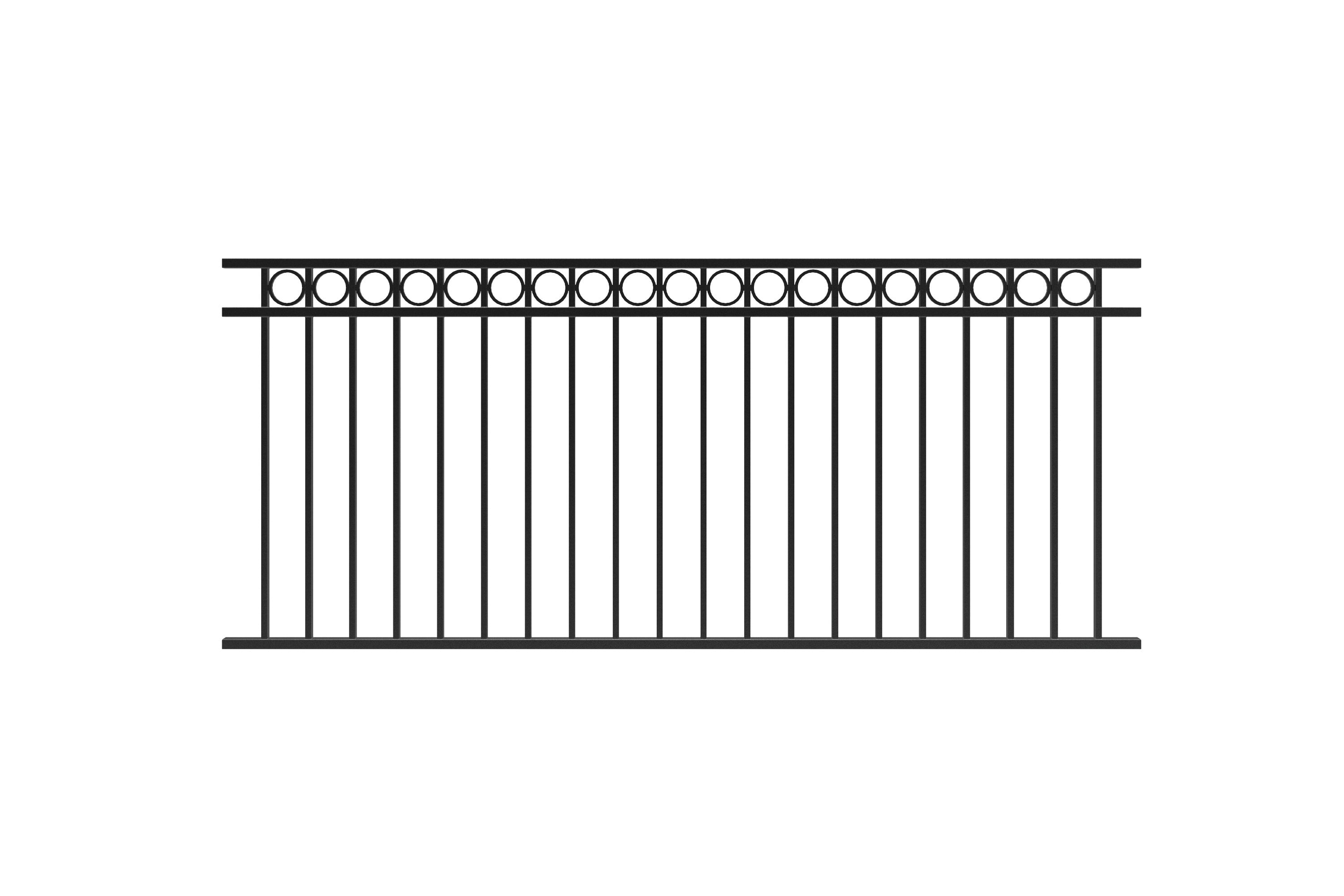 Traditional Balustrade Fixed Railing Panel with Circles 1016 x 2370mm | Black