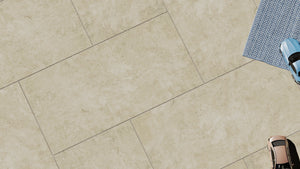 Travertino™ | Beige Stone Effect Porcelain Paving Tiles (45x90x2cm)  Tilespace   