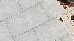Travertino™ | Light Grey Stone Effect Porcelain Paving Tiles (45x90x2cm)