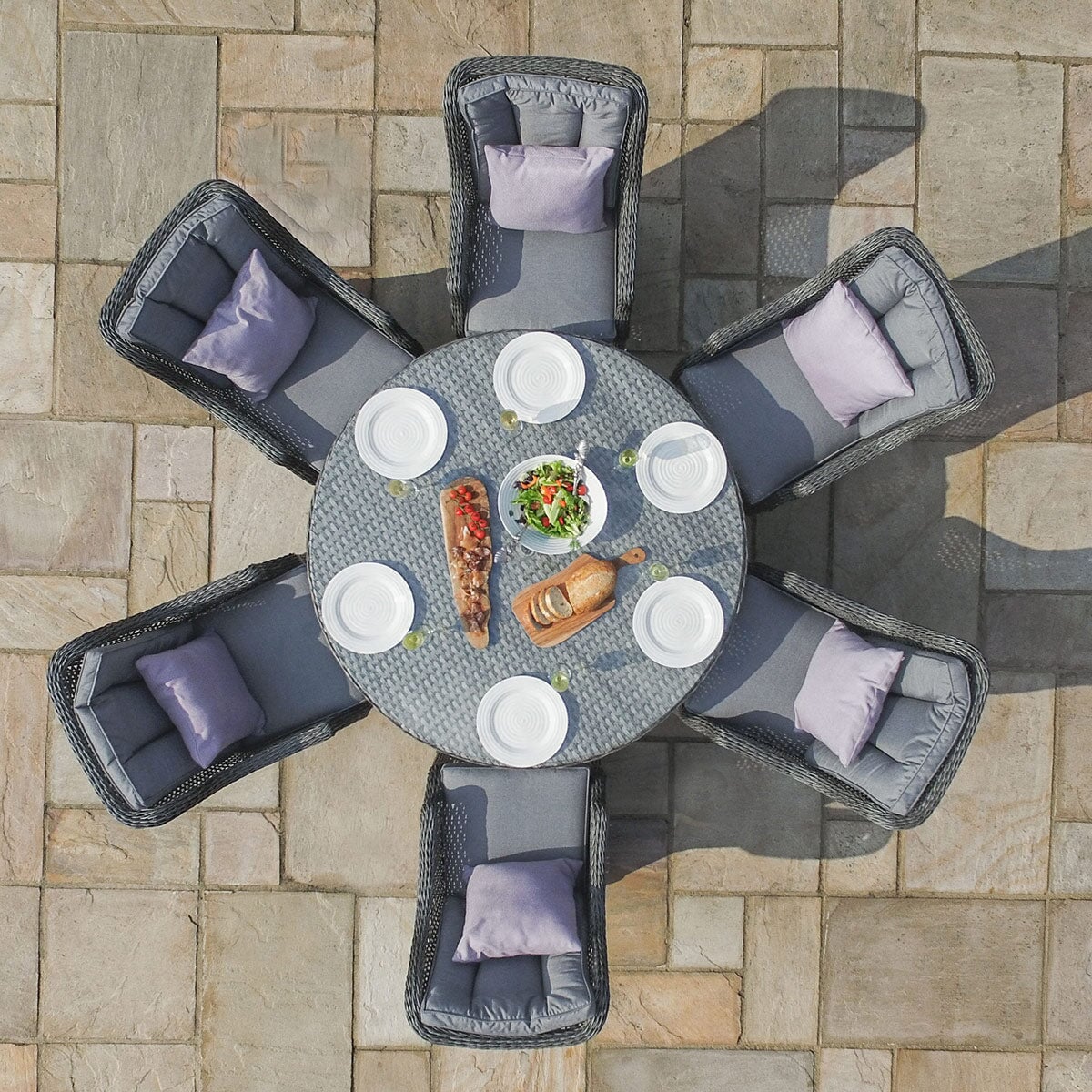 Victoria 6 Seat Round Dining Set  | Grey
