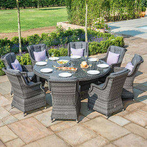 Victoria 8 Seat Round Dining Set  | Grey  Maze   