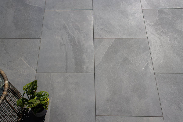 Westerton™ | Dark Grey Stone Effect Porcelain Paving Tiles (45x90x2cm)