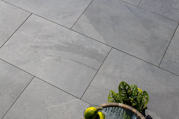 Westerton™ | Dark Grey Stone Effect Porcelain Paving Tiles (45x90x2cm) Stone Effect Porcelain Tile Space   