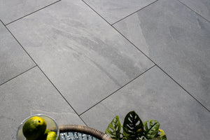 Westerton™ | Dark Grey Stone Effect Porcelain Paving Tiles (45x90x2cm)