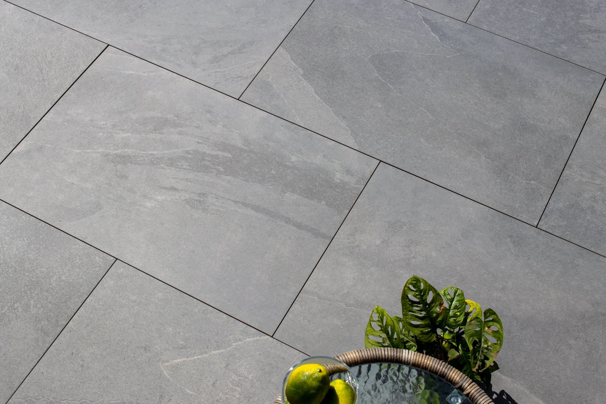 Westerton™ | Dark Grey Stone Effect Porcelain Paving Tiles (60x120x2cm)