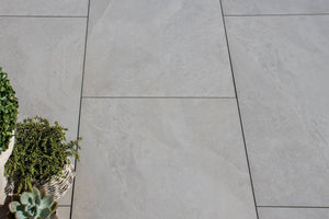 Westerton™ | Light Grey Stone Effect Porcelain Paving Tiles (45x90x2cm)