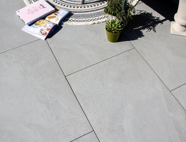 Westerton™ | Light Grey Stone Effect Porcelain Paving Tiles (60x90x2cm) Stone Effect Porcelain Tile Space   