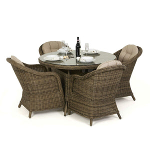 Winchester 4 Seat Round Dining Set with Heritage Chairs | Natural  Maze   