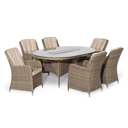 Winchester 6 Seat Oval Fire Pit Dining Set with Venice Chairs  | Natural