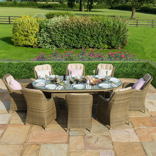 Winchester 8 Seat Round Ice Bucket Dining Set with Venice Chairs and Lazy Susan | Natural  Maze   