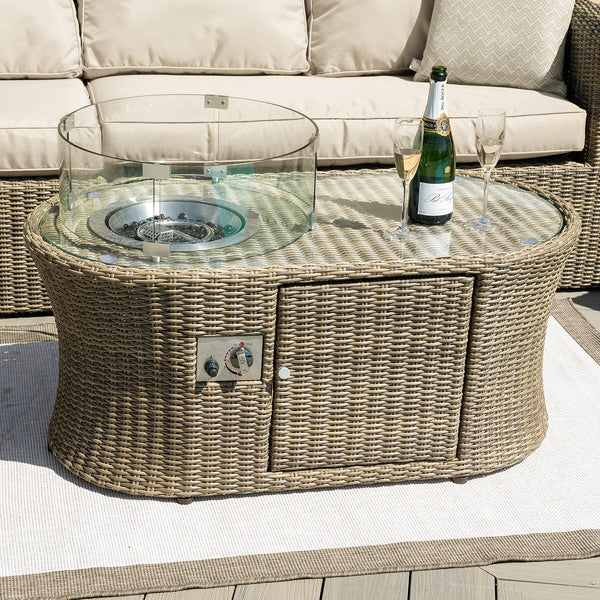 Winchester Oval Fire Pit Coffee Table | Natural