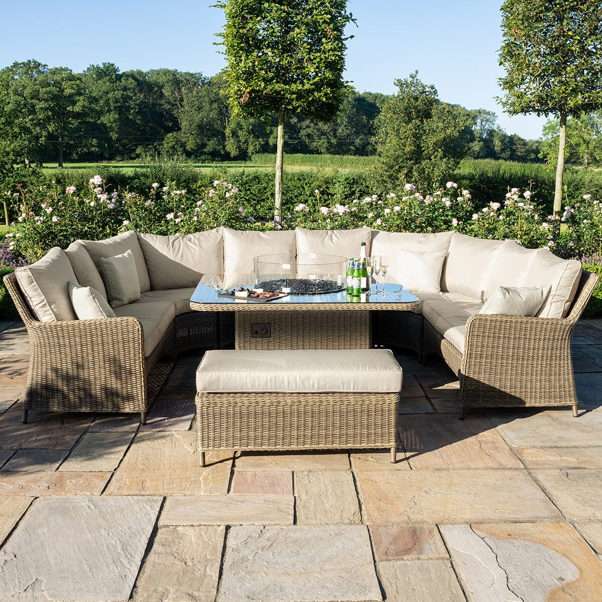 Winchester Royal U-Shaped Sofa Set with Fire Pit  | Natural