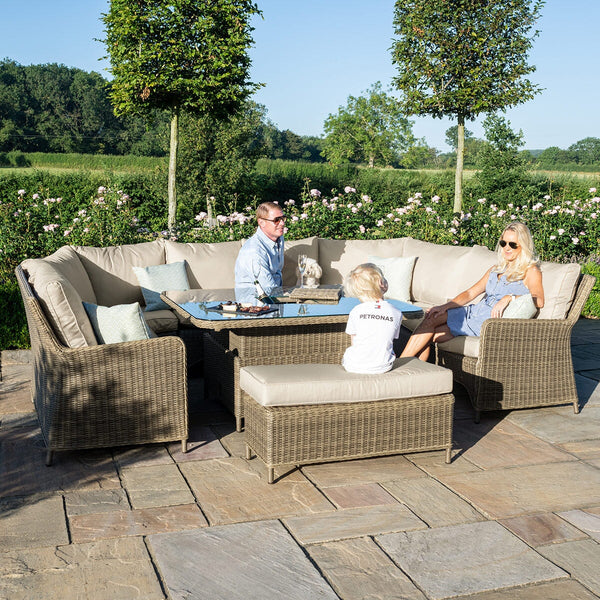 Winchester Royal U-Shaped Sofa Set with Rising Table | Natural  Maze   