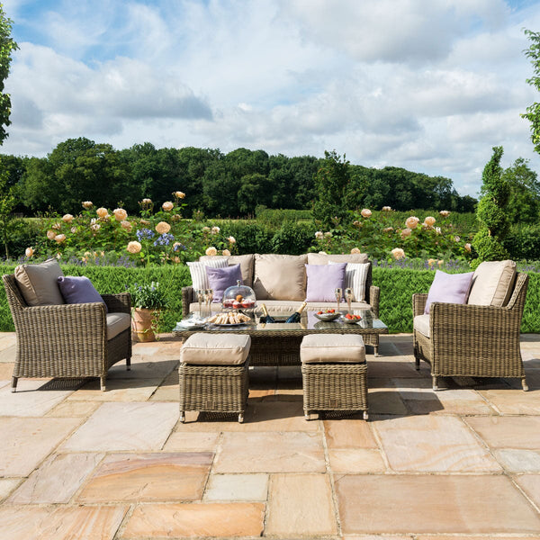 Winchester Sofa Dining Set with 
Ice Bucket and Rising Table | Natural  Maze   