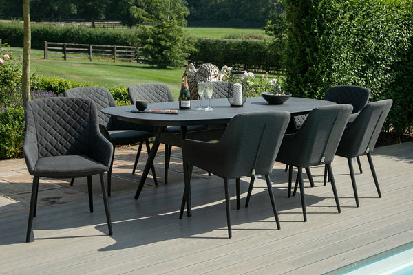 Zest 8 Seat Oval Dining Set | Charcoal