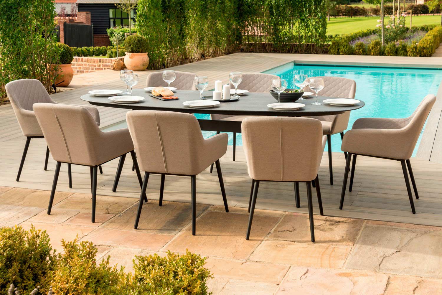 Zest 8 Seat Oval Dining Set | Taupe
