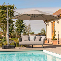 Zeus Cantilever Parasol 3.5m Round - With LED Lights & Cover | Taupe